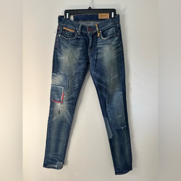 Polo Ralph Lauren Colorado Western Indian Beaded Distressed Patchwork Jeans 26 - Picture 1 of 10